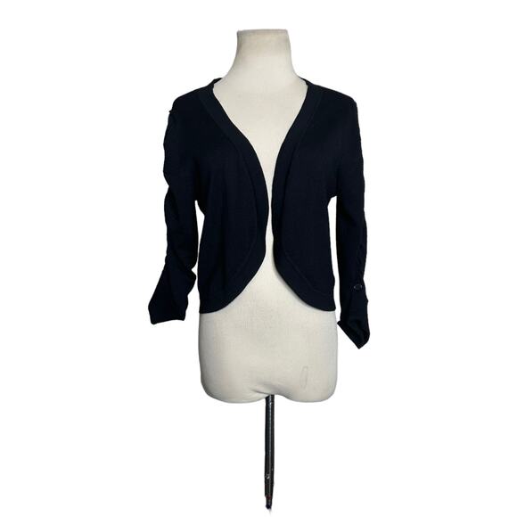 Pinque black cropped 3/4 sleeves open front cardigan size XL - Picture 7 of 9